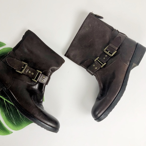 Franco Sarto brown belted leather boots size 8 1/2 - Picture 3 of 8